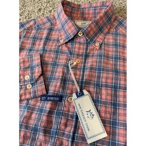 NEW Southern Tide Trim Fit Stretch Linen Cotton Spandex Light Coral Mens Small‎